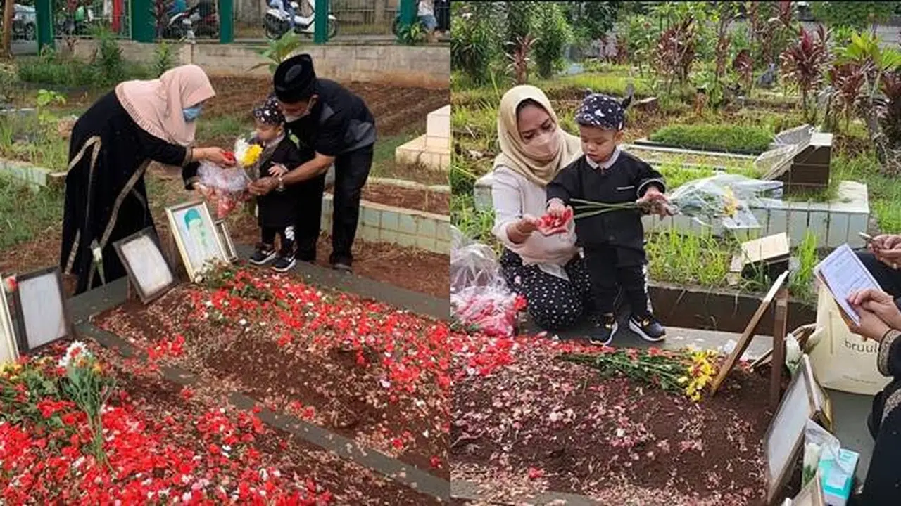 6 Momen Gala Sky, Ziarah Ke Makan Vanessa Angel dan Bibi Andriansyah Ini Bikin Haru