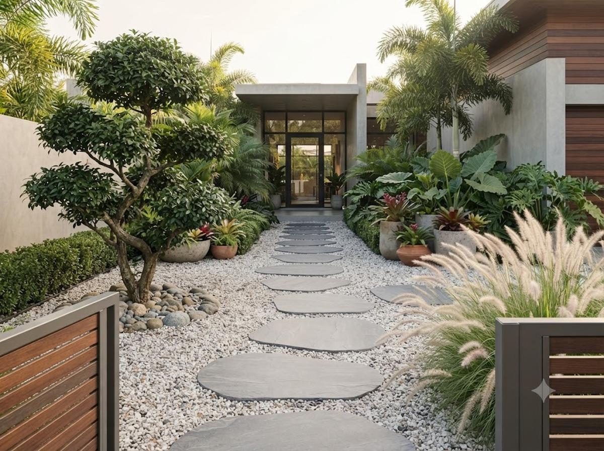 Gravel Garden dengan Jalur Stepping Stone
