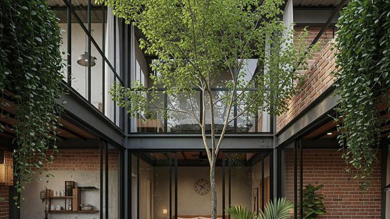 7 Model Rumah Kecil Tapi Luas dengan Taman di Tengah Area Rumah, Modern dan Asri
