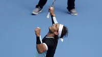 Petenis Spanyol, Rafael Nadal, melaju ke final China Terbuka 2015 setelah mengalahkan Fabio Fognini, 7-5, 6-3, Sabtu (10/10/2015). 