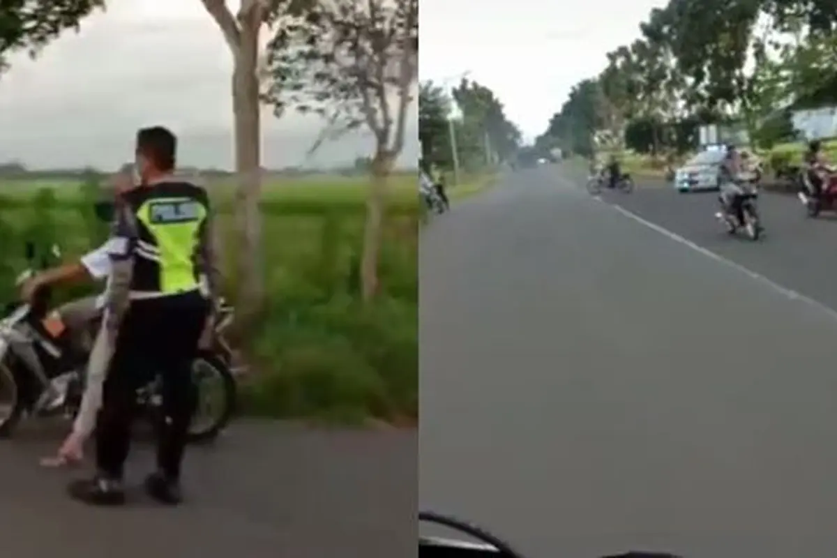 Pemotor nantang polisi untuk ditilang