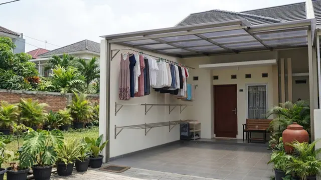 Model Kanopi Teras dengan Tempat Jemuran Model dengan Jemuran Bertingkat