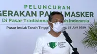 Peluncuran Gerakan Pakai Masker lewat online yang berlangsung di Pasar Tanah Tinggi, Tangerang (Dok.YouTube/Komarudin)