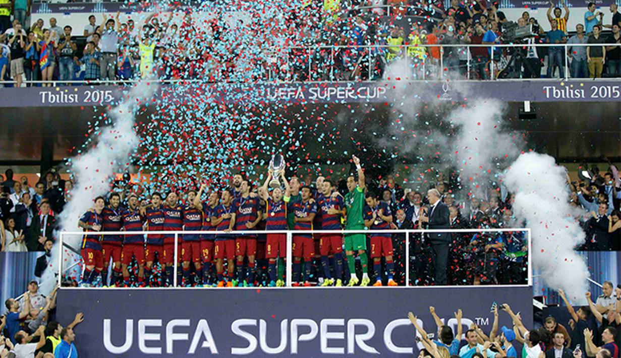 Barcelona Raih Gelar Piala Super Eropa Foto Bola Com