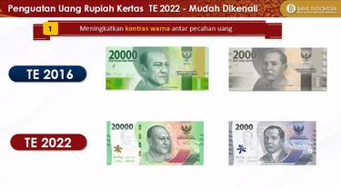 Uang baru rupiah tahun emisi 2022. Dengan adanya uang baru ini lebih memudahkan untuk membedakan pecahan Rp 2.000 dengan Rp 20.000. (Bank Indonesia)