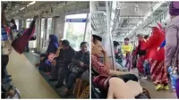Potret Aksi Emak-emak di KRL Bikin Tepuk Jidat. (Sumber: X/@qrivasi dan TikTok/@paulinus_06)