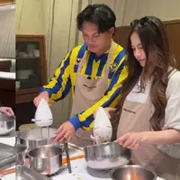 Potret Aaliyah Massaid dan Mahalini Ajak Suami Ikut Kelas Masak (credit: instagram/thariqhalilintar)