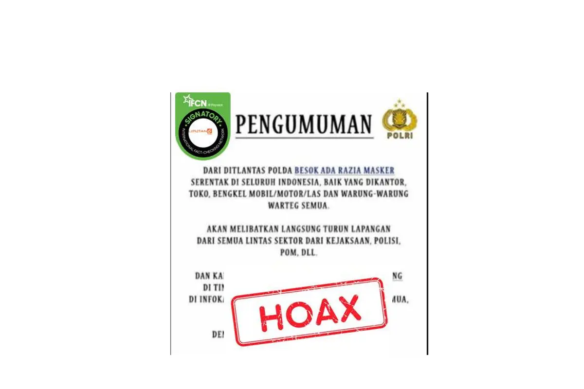 Cek Fakta razia masker