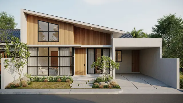 Desain Atap Miring Satu Sisi Minimalis Modern