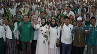 Istri Calon Wakil Presiden Muhaimin Iskandar, Rustini Murtadho saat berada di Karawang, Sabtu 18 November 2023. (Ist)