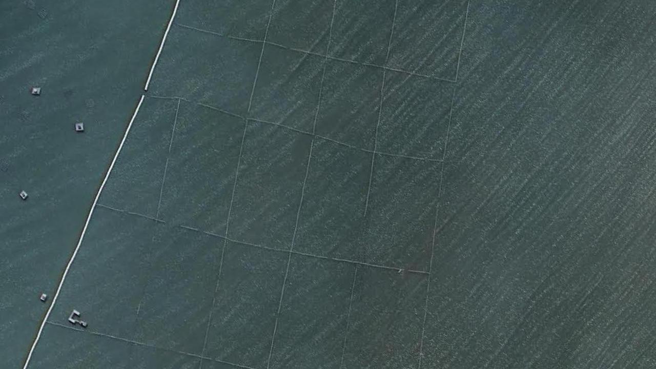 penampakan pagar laut dari citra satelit