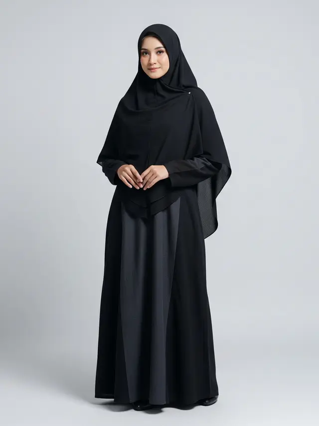 Gamis Katun Kombinasi Hitam untuk Kenyamanan Optimal