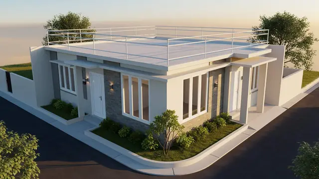contoh rumah 1 lantai dengan rooftop minimalis biaya terjangkau