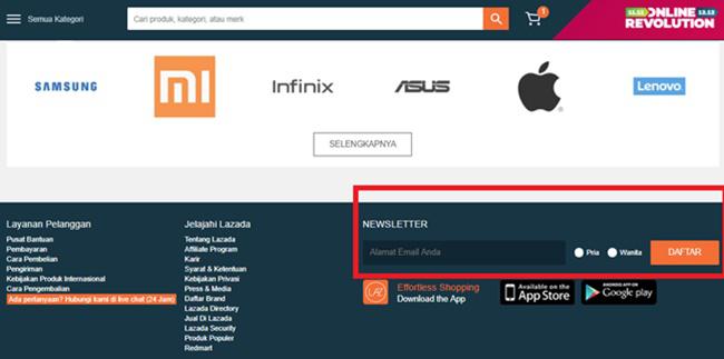 Gambar: Langganan newsletter Lazada.co.id/copyright iPrice.co.id