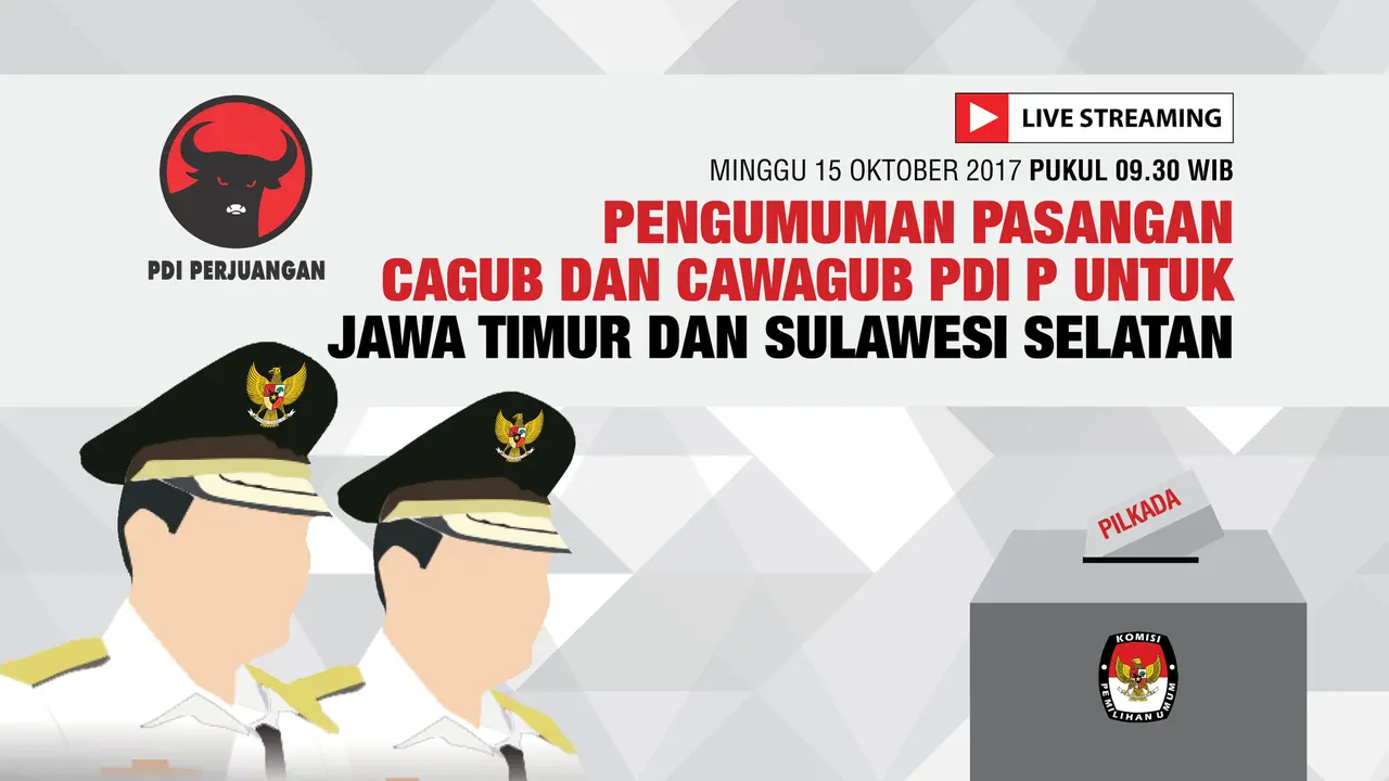 Live streaming PDIP umumkan cagub dan cawagub Pilkada Jatim dan Sulsel