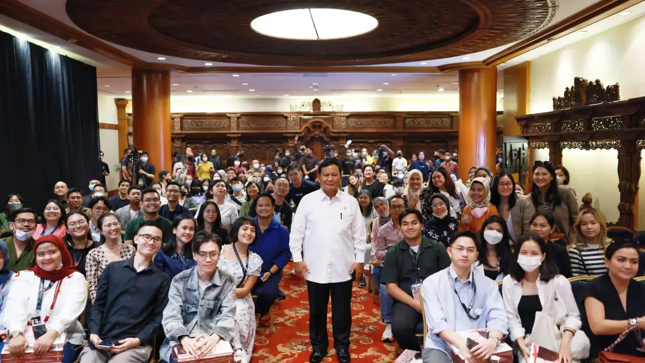 Menhan Prabowo Subianto menjadi keynote speaker di salah satu sesi IdeaTalks bertajuk 'Leadership in a Polarized World' dalam acara IdeaFest 2022. (Foto: Istimewa)