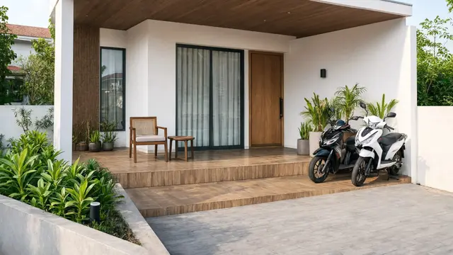 Inspirasi Garasi Motor Sederhana di Rumah Kecil (AI)