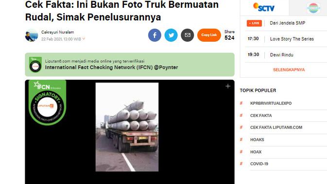 Cek Fakta Liputan6.com menelusuri klaim foto rudal buatan Indonesia