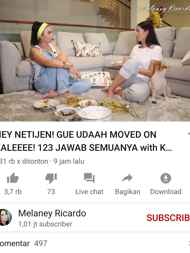 Unggahan Melaney Ricardo. (Foto: YouTube Melaney Ricardo)