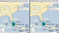 Jalur terjangan Badai Irma termasuk di Florida. (National Hurricane Centre/BBC)