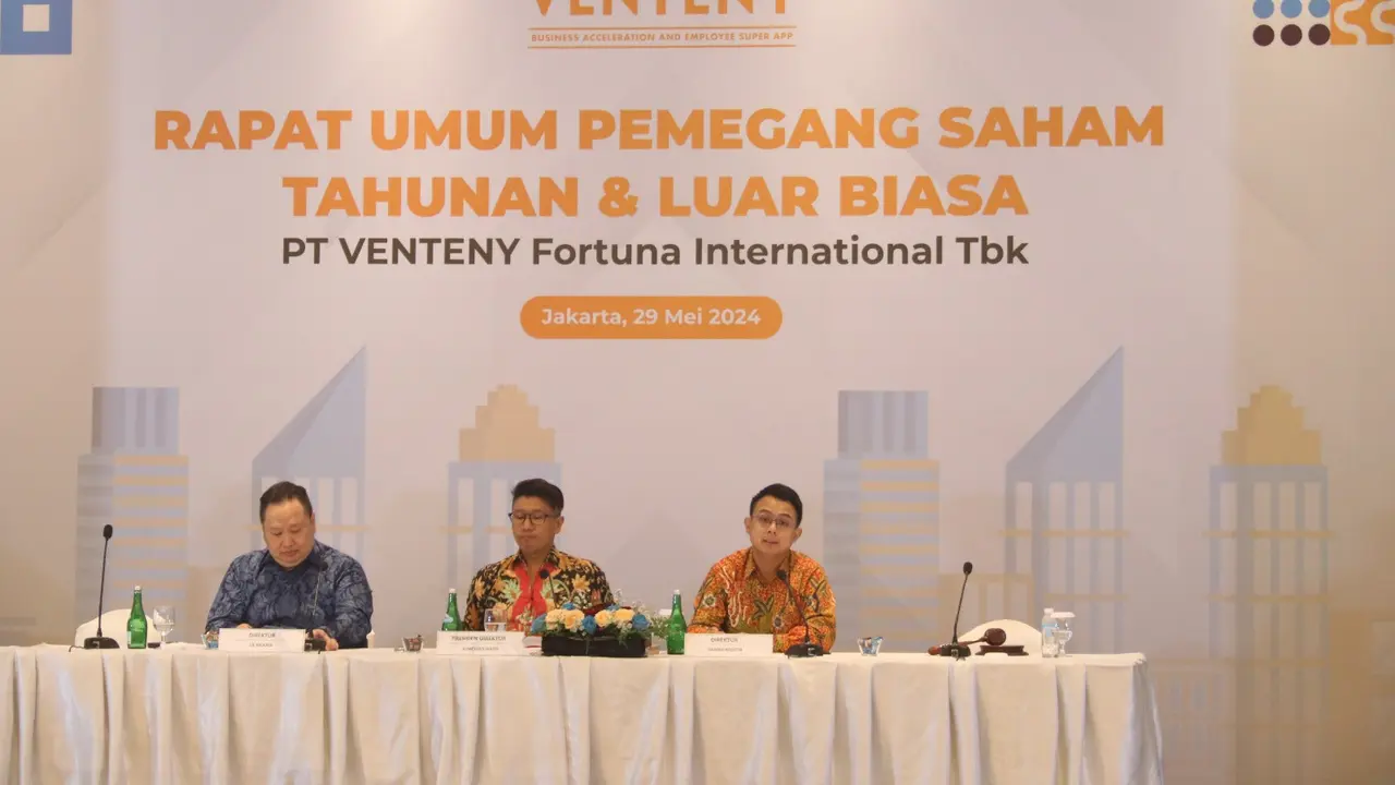 PT Venteny Fortuna International Tbk (VTNY) menyelenggarakan Rapat Umum Pemegang Saham Tahunan (RUPST) dan Rapat Umum Pemegang Saham Luar Biasa (RUPSLB) pada Rabu, 29 Mei 2024. (Foto: Venteny)