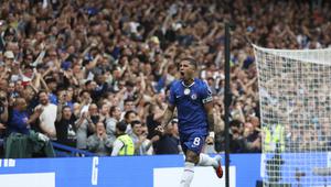 Gelandang&nbsp;Chelsea&nbsp;Enzo Fernandez merayakan golnya&nbsp;ke gawang Fulham di pekan ketiga Premier League 2025/2026 di Stamford Bridge, Sabtu (30/08/2025) malam WIB. (AP Photo/Ian Walton)