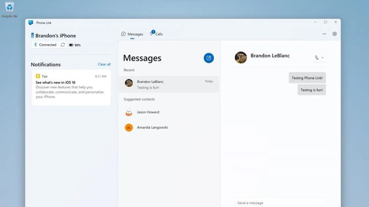 Phone Link Windows 11 untuk iPhone