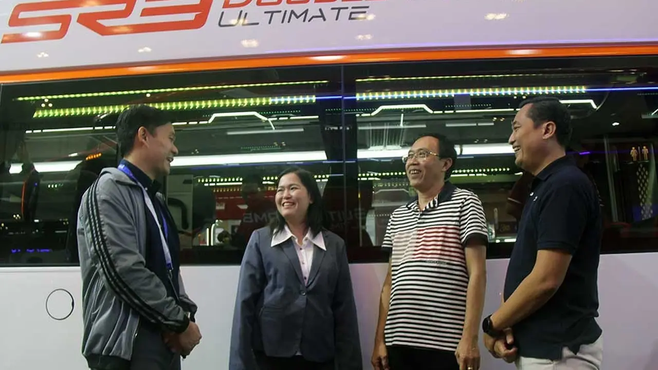 PO. Harapan Jaya hadirkan 3 bus mewah keluaran terbaru di pameran GAIKINDO Indonesia International Auto Show (GIIAS) 2023. (Istimewa).