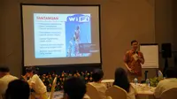 Pengamat telekomunikasi, Heru Sutadi, dalam acara Huawei Media Camp 2019 di Labuan Bajo, Nusa Tenggara Timur, Jumat (13/11/2019). (Liputan6.com/ Andina Librianty)
