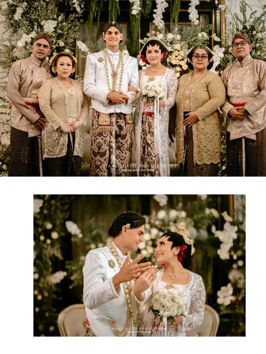 Pernikahan digelar dengan nuansa adat Jawa yang begitu kental, mulai dari venue wedding hingga busana pengantin yang dikenakan. [Foto: IG/djanjisoetji.photography]