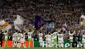 Di final, Real Madrid akan menantang Borussia Dortmund. (OSCAR DEL POZO/AFP)