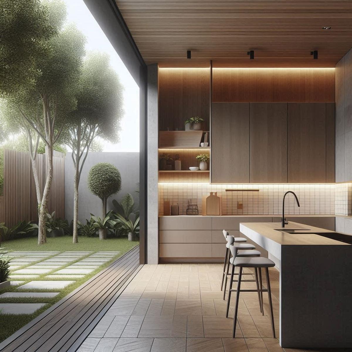 Desain Dapur Belakang Rumah yang Terbuka