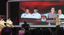 Jokowi bahkan sempat membalikkan pertanyaan Prabowo dengan pernyataan jika Prabowo salah dengar atau salah baca saat ditanya penghapusan koperasi yang akan dilakukan Jokowi (Liputan6.com/Herman Zakharia).