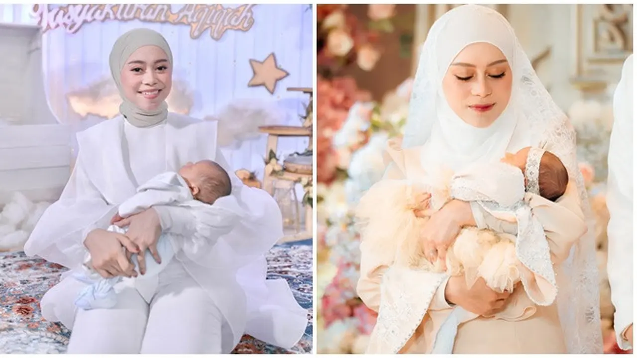 6 Potret Beda Penampilan Lesti Kejora di Akikah Anak Pertama dan Kedua