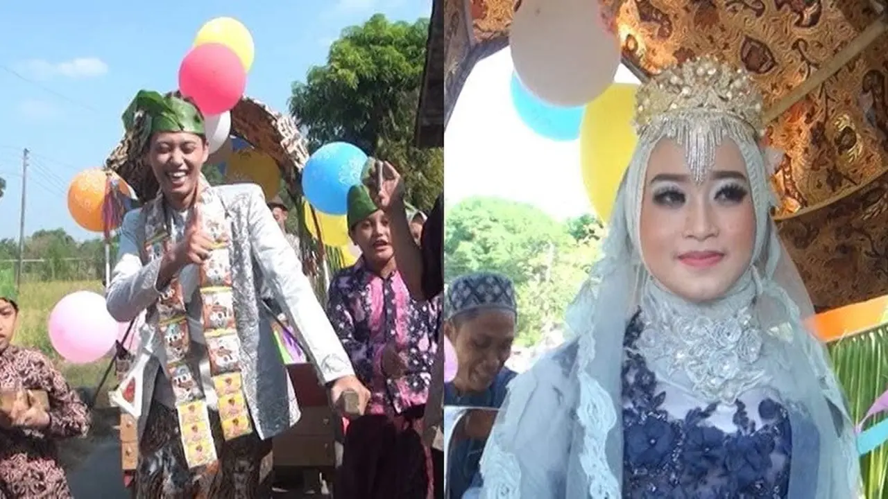 pengantin ditarik gerobak