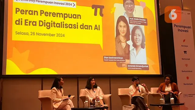 [Ki-Ka] Dian Sastrowardoyo - Founder of Yayasan Dian Sastrowardoyo, Stella Christie - Wakil Menteri Pendidikan Tinggi, Sains, dan Teknologi, Amanda Simandjuntak - Co-founder & CEO of Markoding. (Dok: Liputan6.com/dyah)