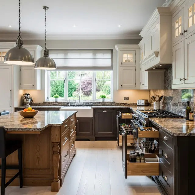 Desain Dapur Modern Klasik dengan Kitchen Set Bentuk U