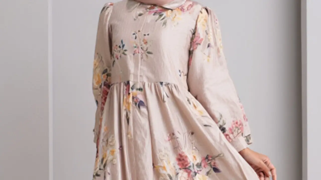 Model Gamis Simple tapi Mewah Motif Bunga/Ilustrasi gambar oleh AI