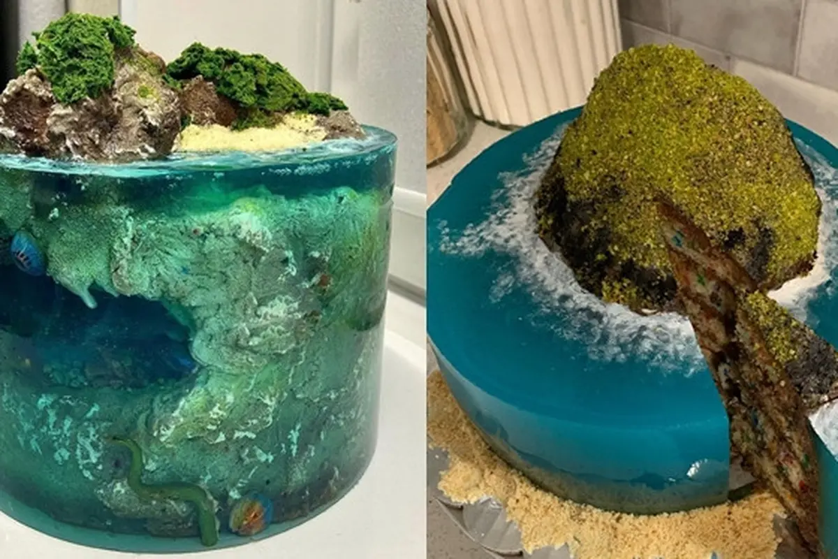 6 Potret Kue Ini Bak Sebuah Pulau, Semua Komponen Terlihat Sempurna