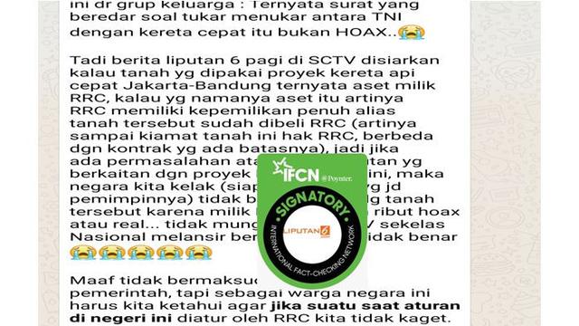 Cek Fakta Hoaks Tanah Proyek Kereta Cepat Jakarta Bandung