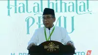 Ketum PBNU Gus Yahya di acara halal bihalal. Acara halal bihalal PBNU ini dihadiri presiden dan wapres terpilih, Prabowo Subianto dan Gibran Rakabuming Raka. (Foto: Istimewa)