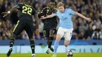 Pemain asal Belgia itu menjadi sutradara dari serangan-serangan yang dilancarkan City ke pertahanan Real Madrid. Kevin De Bruyne berperan langsung terhadap dua dari empat gol City ke gawang Madrid. (AP Photo/Jon Super)