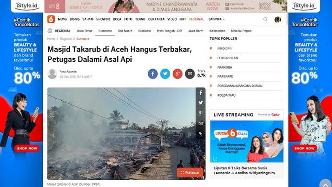 Gambar Tangkapan Layar Artikel dari Situs Liputan6.com