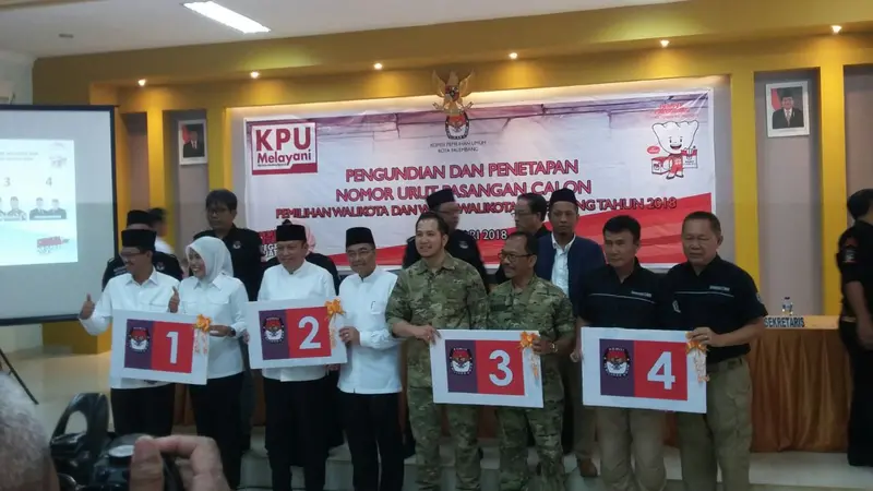 Paslon Incumbent Pilkada Palembang Raih Nomor Urut Pertama