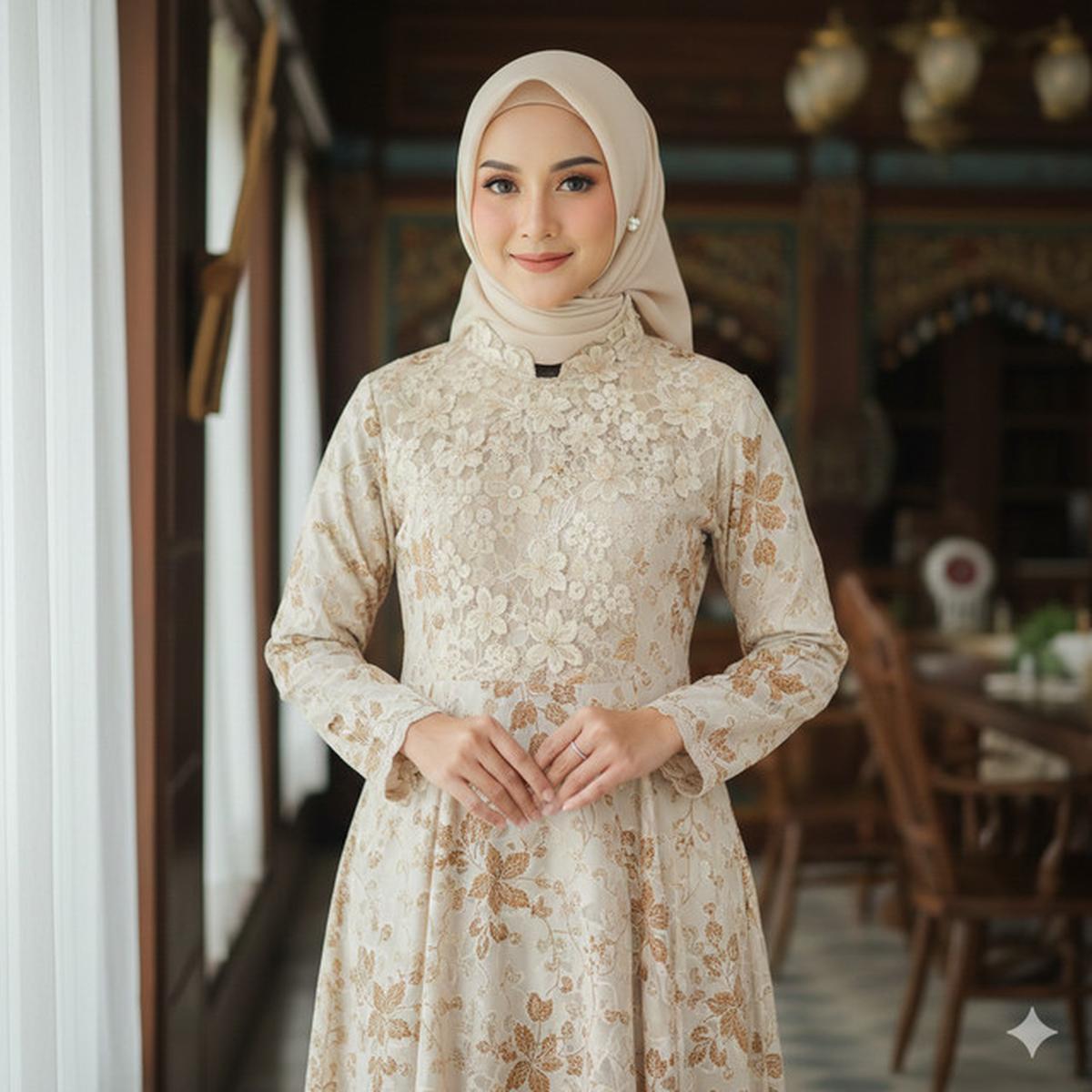 10 Gamis Batik Brokat Warna Netral Favorit 2026, Cocok untuk Berbagai Acara