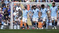 Manchester City sempat tertinggal dua gol dari Crystal Palace pada laga pekan ke-32 Premier League musim ini di Stadion Etihad, Sabtu (12/4/2025) malam WIB. Namun, City sukses comeback dan melumat Palace dengan skor 5-2. (AP Photo/Dave Thompson)