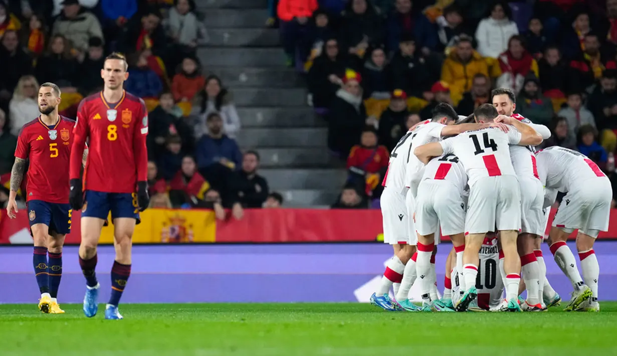 Namun, menit ke-10 Georgia bisa menyamakan kedudukan lewat Kvaratskheila. (AP Photo/Manu Fernandez)