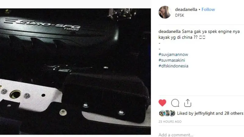 Bocoran mesin SUV baru DFSK (instagram)