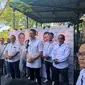 Pasangan Haru Suandharu-Dhani Wirianata dalam acara deklarasi untuk Pemilihan Wali Kota dan Wakil Wali Kota Bandung, di Kiara Artha Park, Kota Bandung, Rabu (28/8/2024).