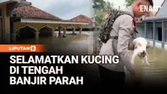 Hujan deras yang masih turun hingga Jumat malam menyebabkan ketinggian air di Desa Kalangligar, Kecamatan Telukjambe Barat, Karawang, Jawa Barat, terus mengalami kenaikan pada Sabtu.